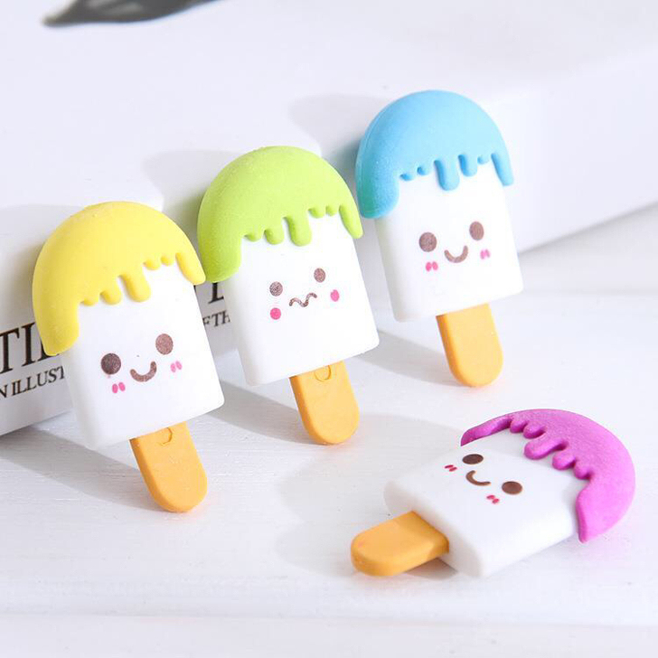 新款橡皮定制儿童礼品创意文具雪糕橡皮擦可组...