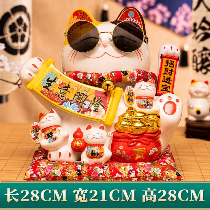 摇手招财猫摆件开业大小号店铺收银台家居客厅...
