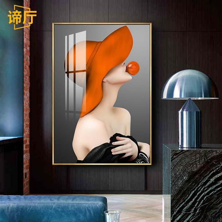 现代简约玄关装饰画美容院轻奢晶瓷画客厅落地...