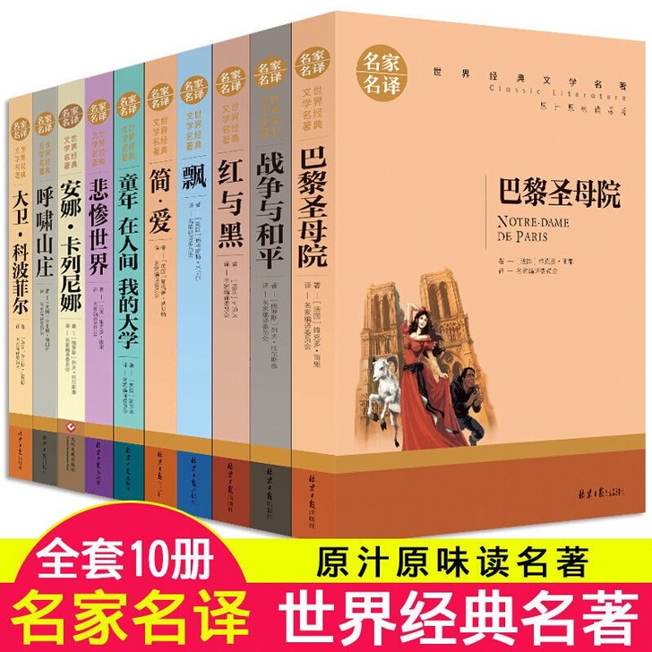 正版世界名著10册简爱悲惨世界飘战争与和平...