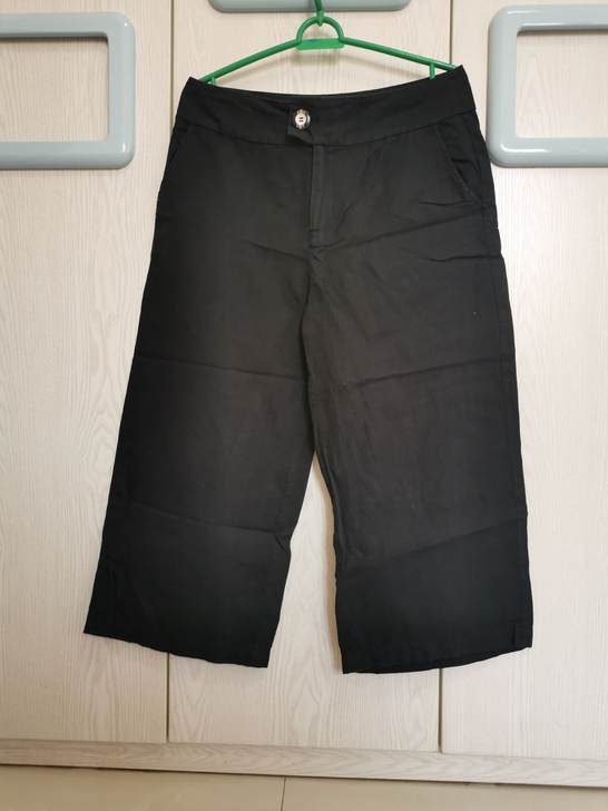 亚麻阔腿裤，黑色，129斤以内穿（两件包邮）