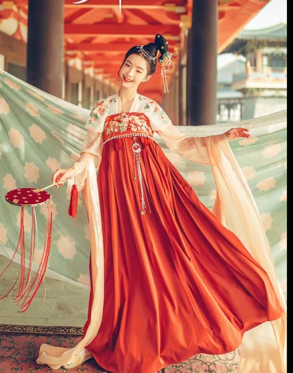 汉尚华莲时锦汉服一套XS