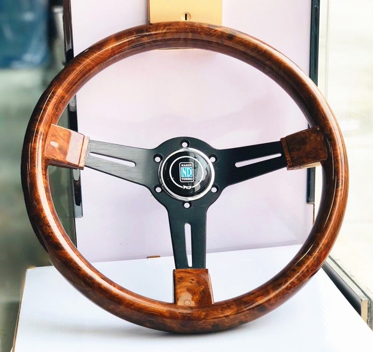 14寸桃木款ABS汽车改装复古方向盘 赛车...