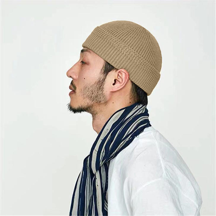 秋冬雅痞圆顶毛线帽男短款套头冷帽子针织包头...