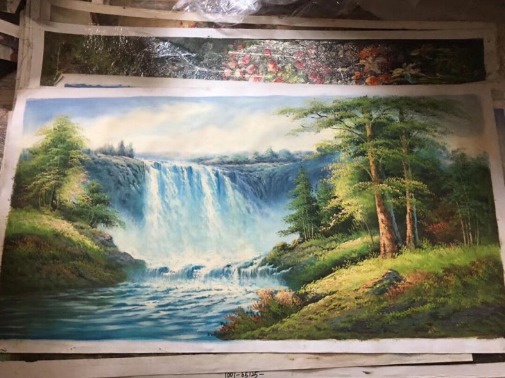 欧式山水风景客厅装饰画 画芯材质：油画布 ...