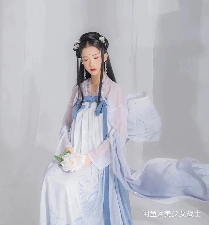 汉尚华莲齐胸印花画壁汉服