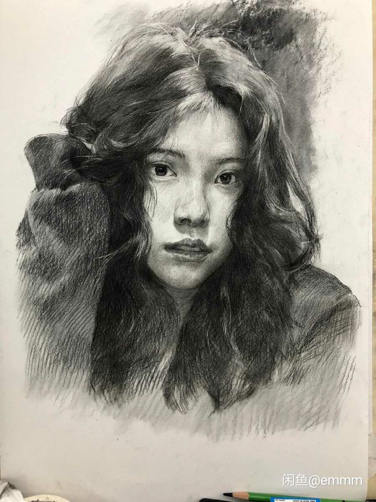 近期素描四开作品分享，可售，可定制，画师闲...