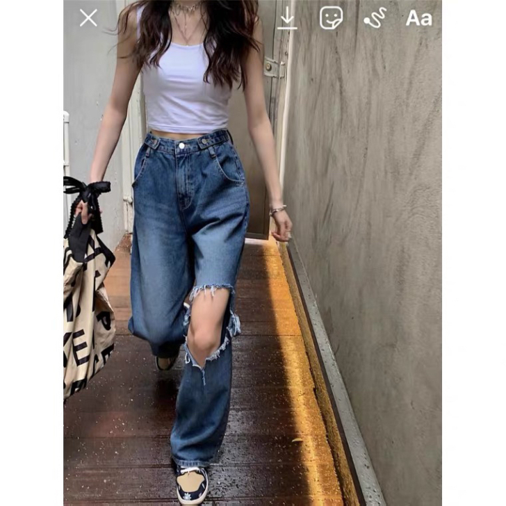 超级好看的一款辣妹牛仔裤