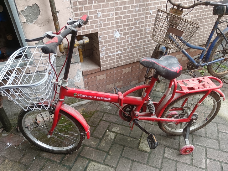 成人折叠自行车，买了改装后部就娃娃骑了二次...