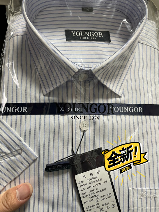 全新特价专柜正品雅戈尔短袖衬衫男中年高档条...