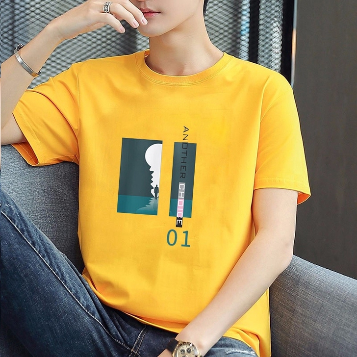 纯棉男士短袖T恤夏季宽松百搭青年体恤衫半截...