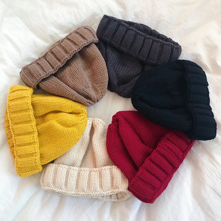 毛线帽女潮韩版百搭学生保暖针织帽日系瓜皮帽...