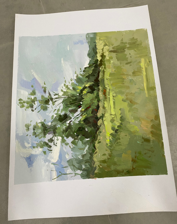 4开水粉画色彩风景画成品