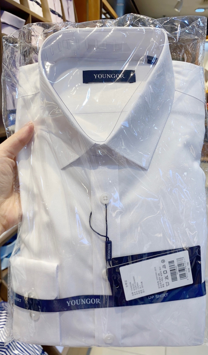 雅戈尔男士衬衫休闲白色斜纹经典男士衬衣免烫...