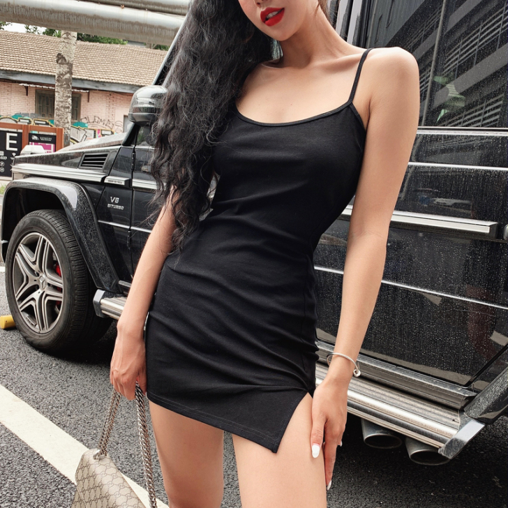 LIVIA海狸款开叉性感小吊带连衣裙夏新款...
