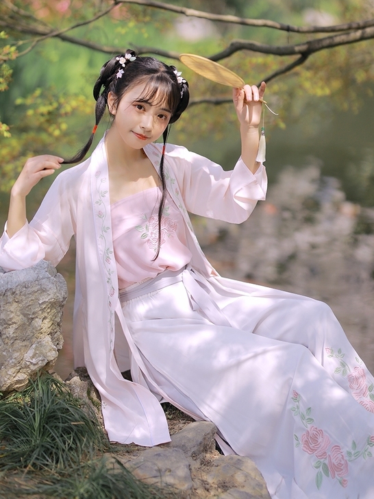 池夏 初见:蔷薇原创改良汉服宋制宋裤褙子春...