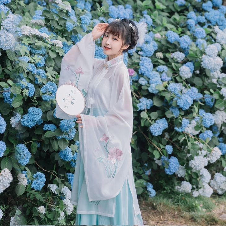 青衫伊人原创【夏荷】明制立领长衫，汉服清店...
