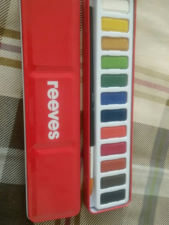 水彩颜料英国老牌子，reeves，带一支笔...