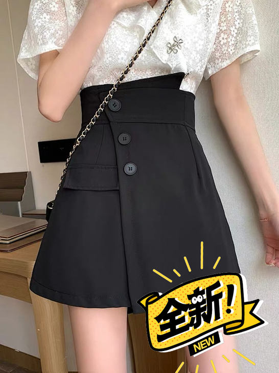高腰薄款小众A字短裙不规则裤裙半身裙