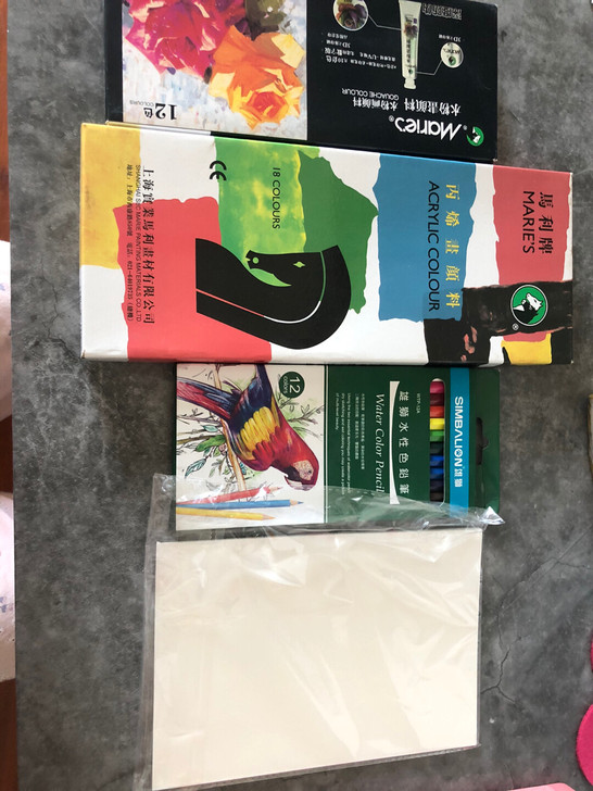 打包出全新水粉颜料、丙烯颜料、彩铅 画纸