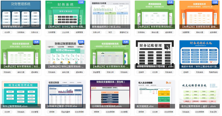 财务管理表50余套。