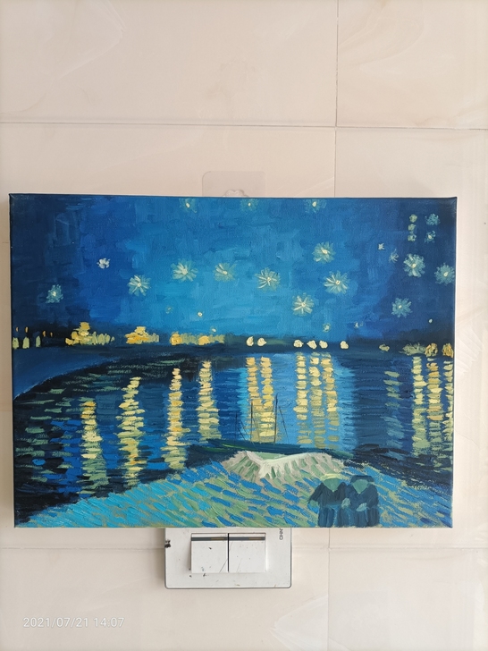 纯手绘油画临摹梵高作品小幅油画风景笔画装饰画