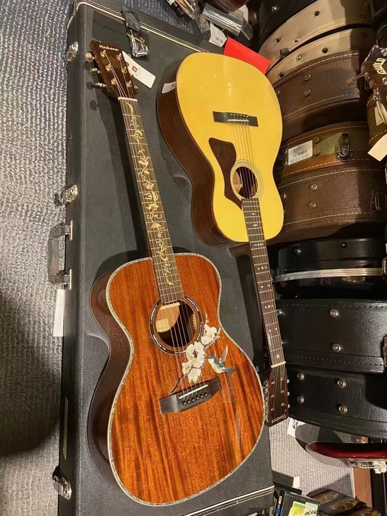 玛莎娜单板民谣，琴颈实木雕刻 桃花心面板，...