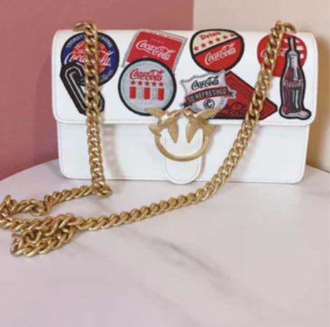 正品 白色pinko链子包～飞鸟包 扣式百...