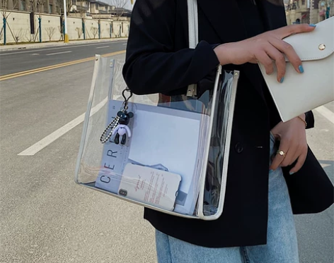 网红大容量托特包包女2022新款流行果冻透...