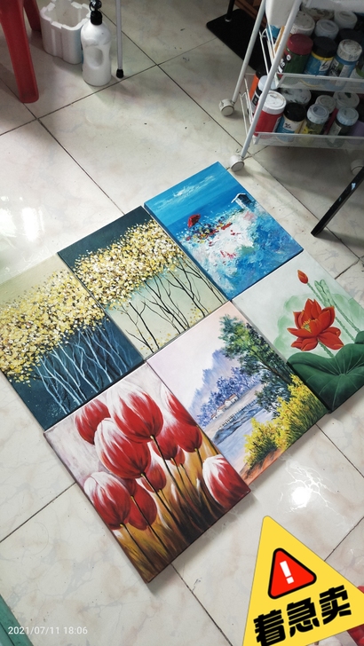纯手绘油画作品 单幅59。四幅200  带...