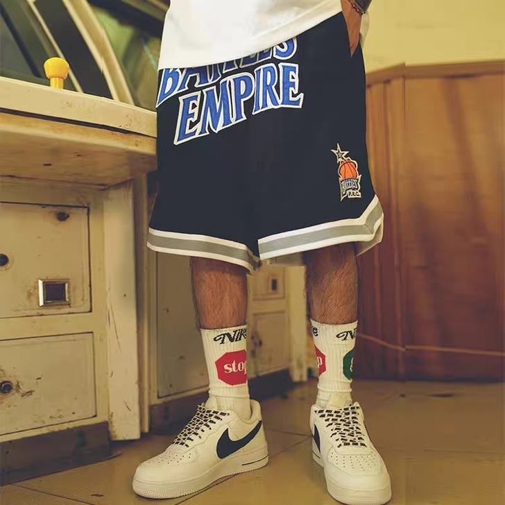 特价特价 美式复古街头英文刺绣印花篮球网格...