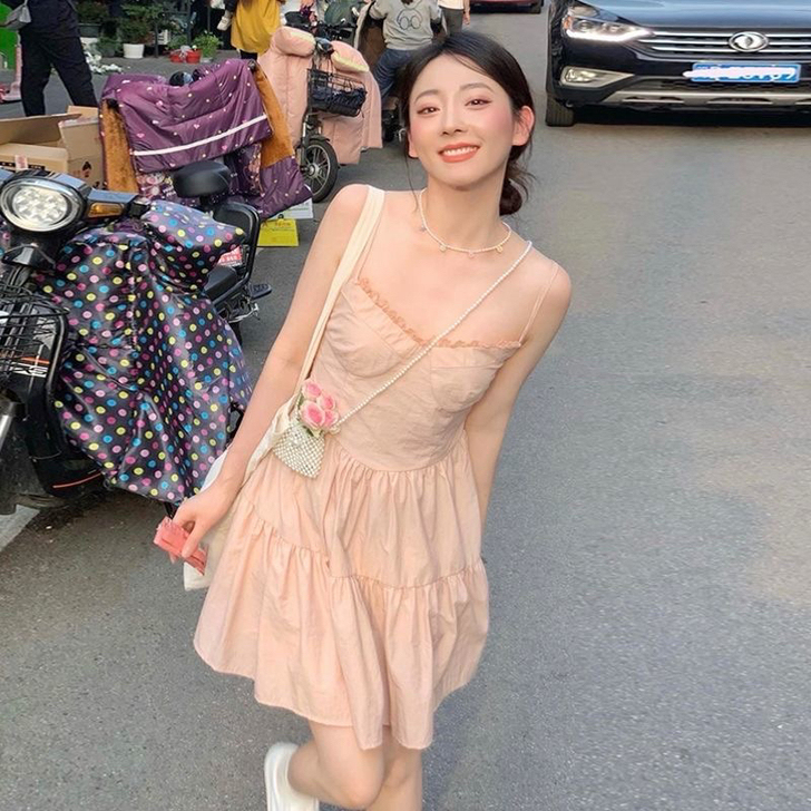 吊带连衣裙夏2021年新款法式初恋桔梗裙i...