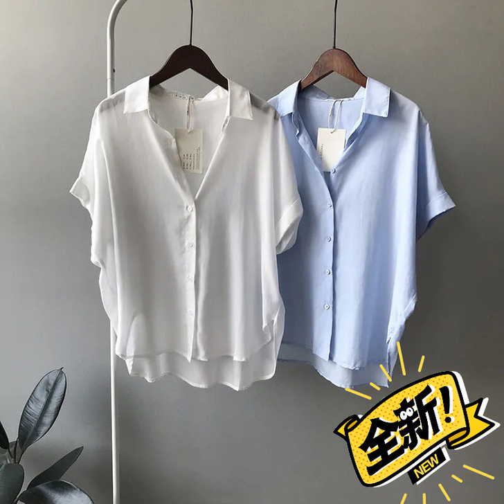 天丝亚麻薄款垂感短袖女设计感小众衬衫202...