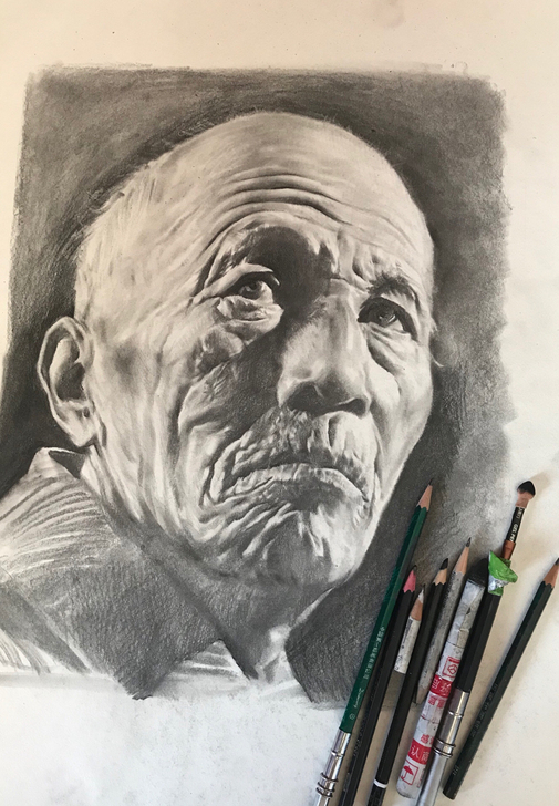 此图现货四开素描，也可订制