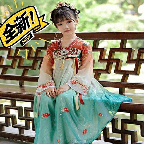 女童汉服儿童古装齐胸襦裙春夏装小女孩超仙连...