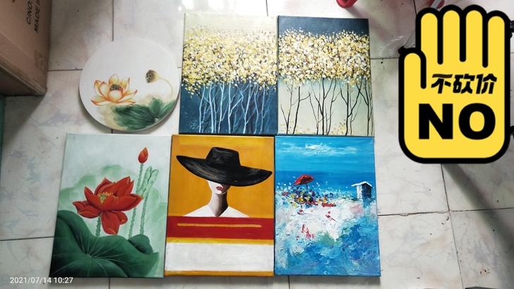 纯手绘油画作品 带内框 两幅100包邮