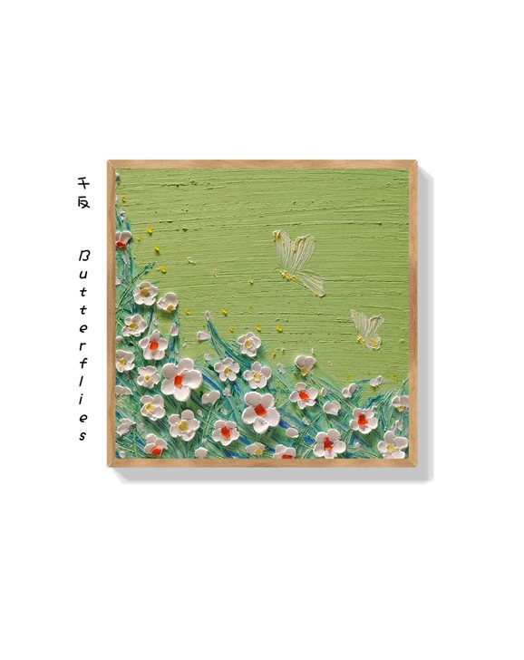 【客订】纯手绘油画棒画作品|蝴蝶花丛
