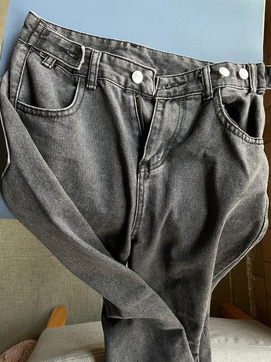 阔腿老爹裤深灰色M码 裤长98cm