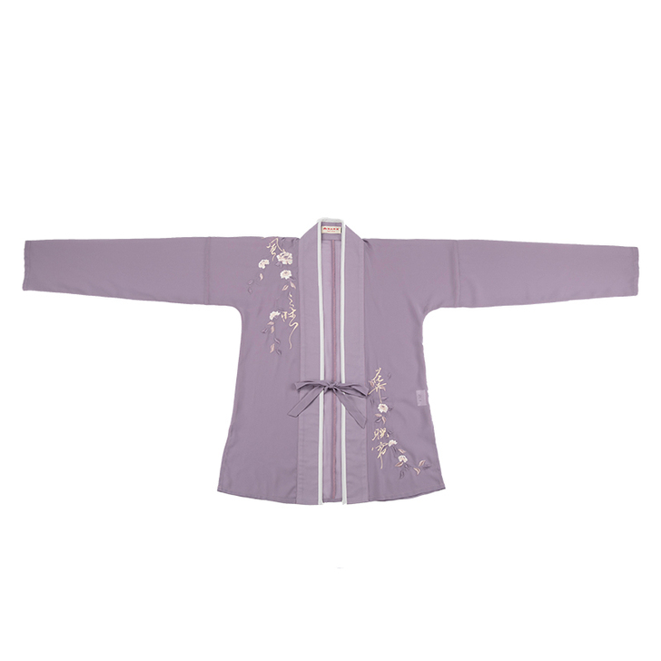 汉尚华莲传统汉服女装锦花香浅紫色褙子花枝刺...
