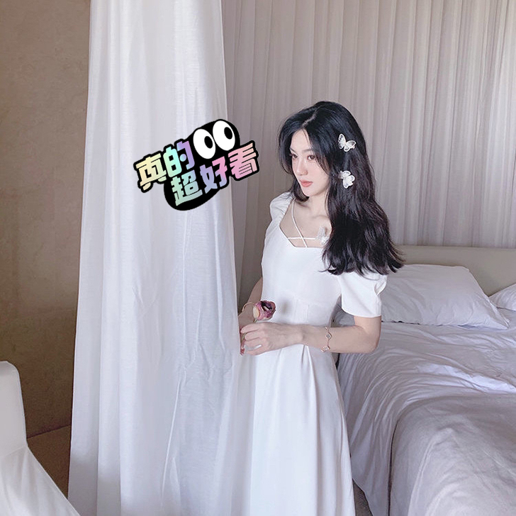 全新包邮2021夏季新款法式温柔风收腰超仙...