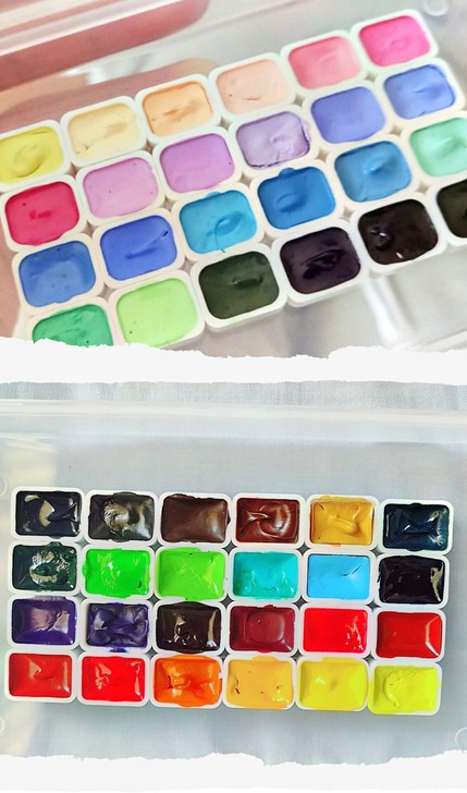 送水笔鲁本斯24色固体水彩颜料分装初学者套...