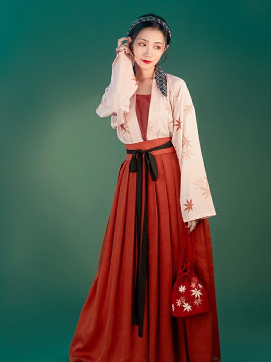 重回汉唐汉服女装枫樾中国风短褙子吊带对襟齐...