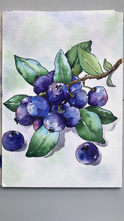 自己水彩手绘作品，粗纹棉花纸。