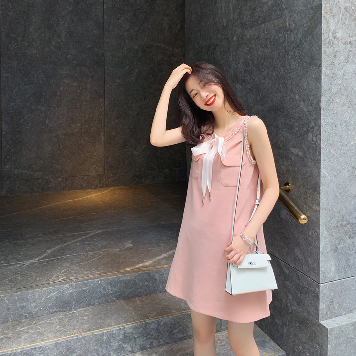 裙子女夏2019新款法式复古裙 韩版学生初...