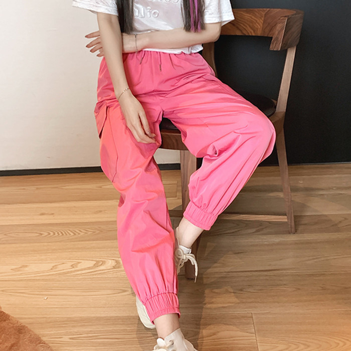 李小璐 休闲运动粉色工装裤子女夏季2020...