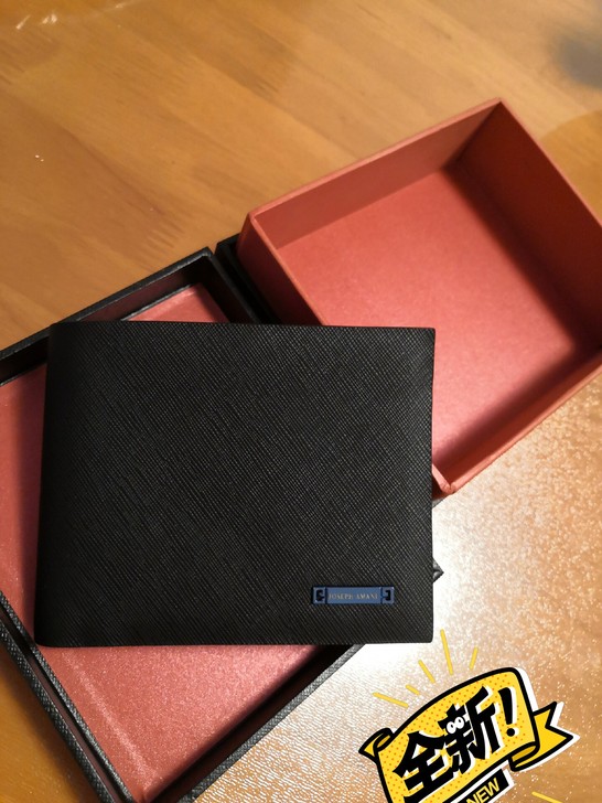 全新卓梵阿玛尼十字皮纹短款钱包