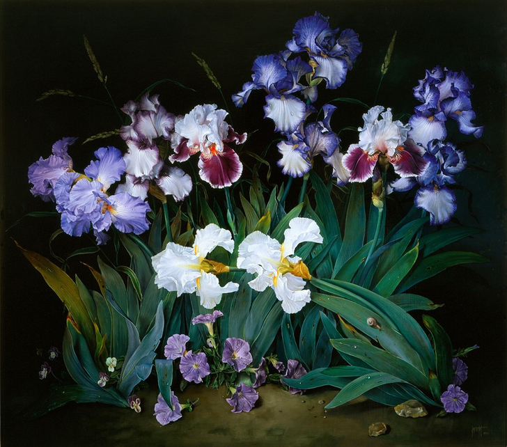 花系列作品 微喷油画 材质：防水油画布 尺...