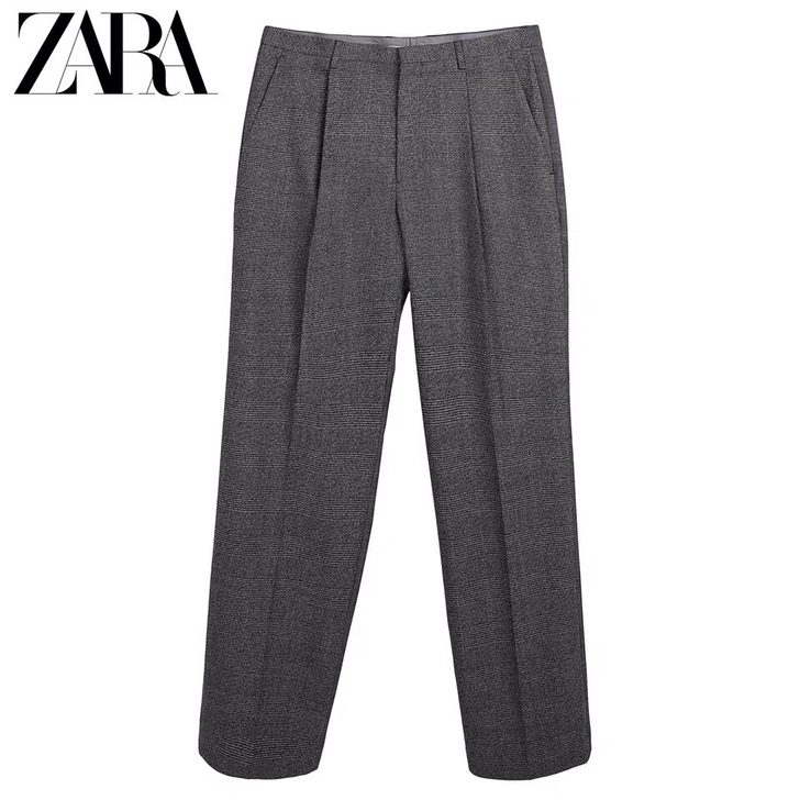 贱卖全新ZARA西裤男装格子纹理套装西裤正...