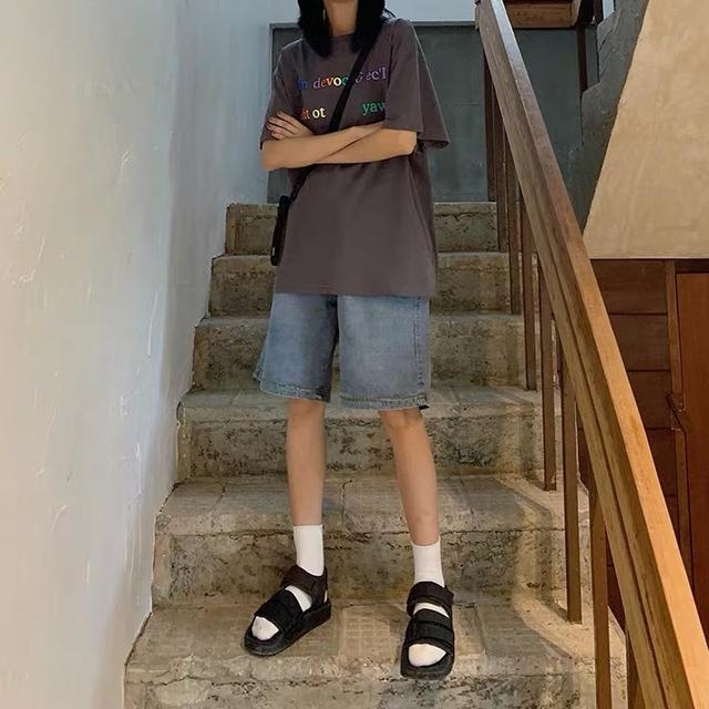 阔腿短裤女春夏Chic复古宽松百搭韩版原宿...