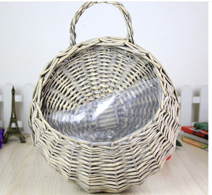 编织花盆干花藤编篮编制田园欧式壁挂花盆挂壁...